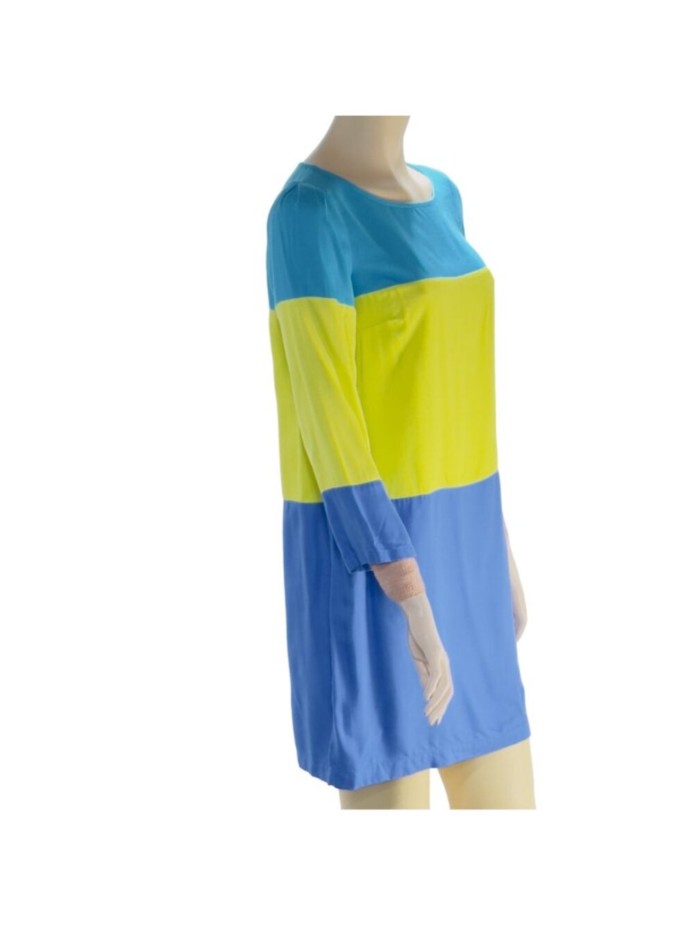 MAEVE ANTHROPOLOGIE Women’s Dress Blue Yellow Color-block Rayon Size 6 - Picture 5 of 12
